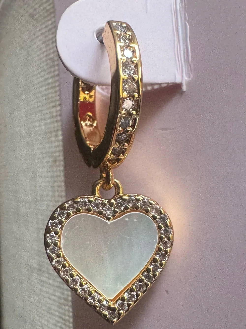 Kate Spade Mother of Pearl Gold Heart Huggies earrings